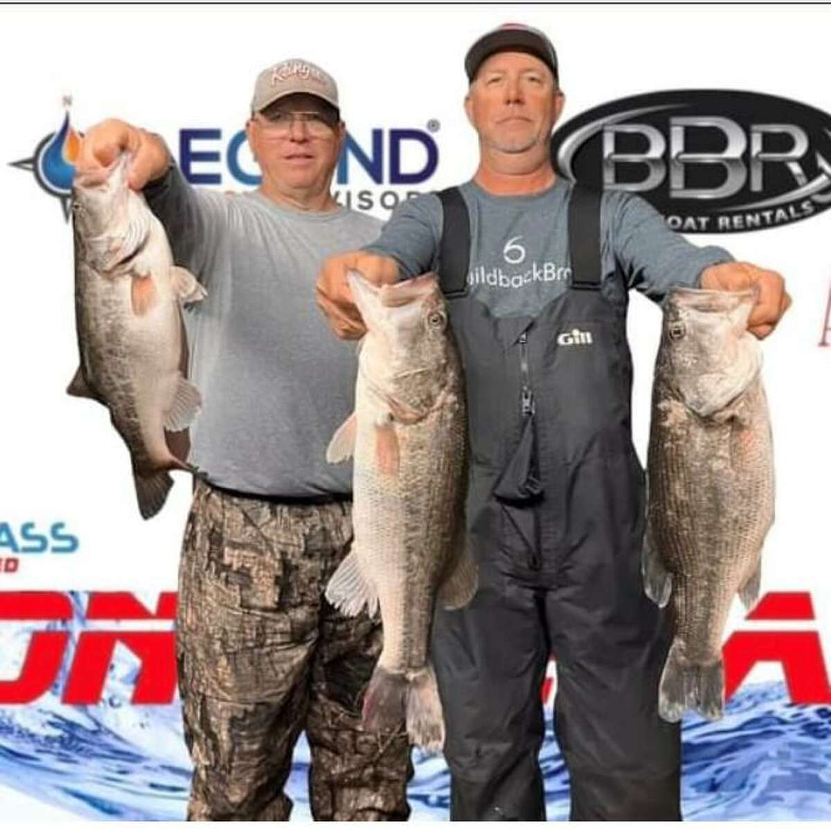 David Bozarth and Russell Cecil came in third place in the CONROEBASS Tuesday Tournament with a stringer weight of 12.03 pounds.