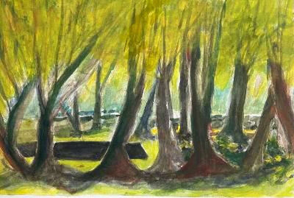River Valley Artists painters are showing their paintings of local scenes at the Essex Library during April. Shown is Theresa Zwart-Ludema’s “Grove of Sistercross Lots.”