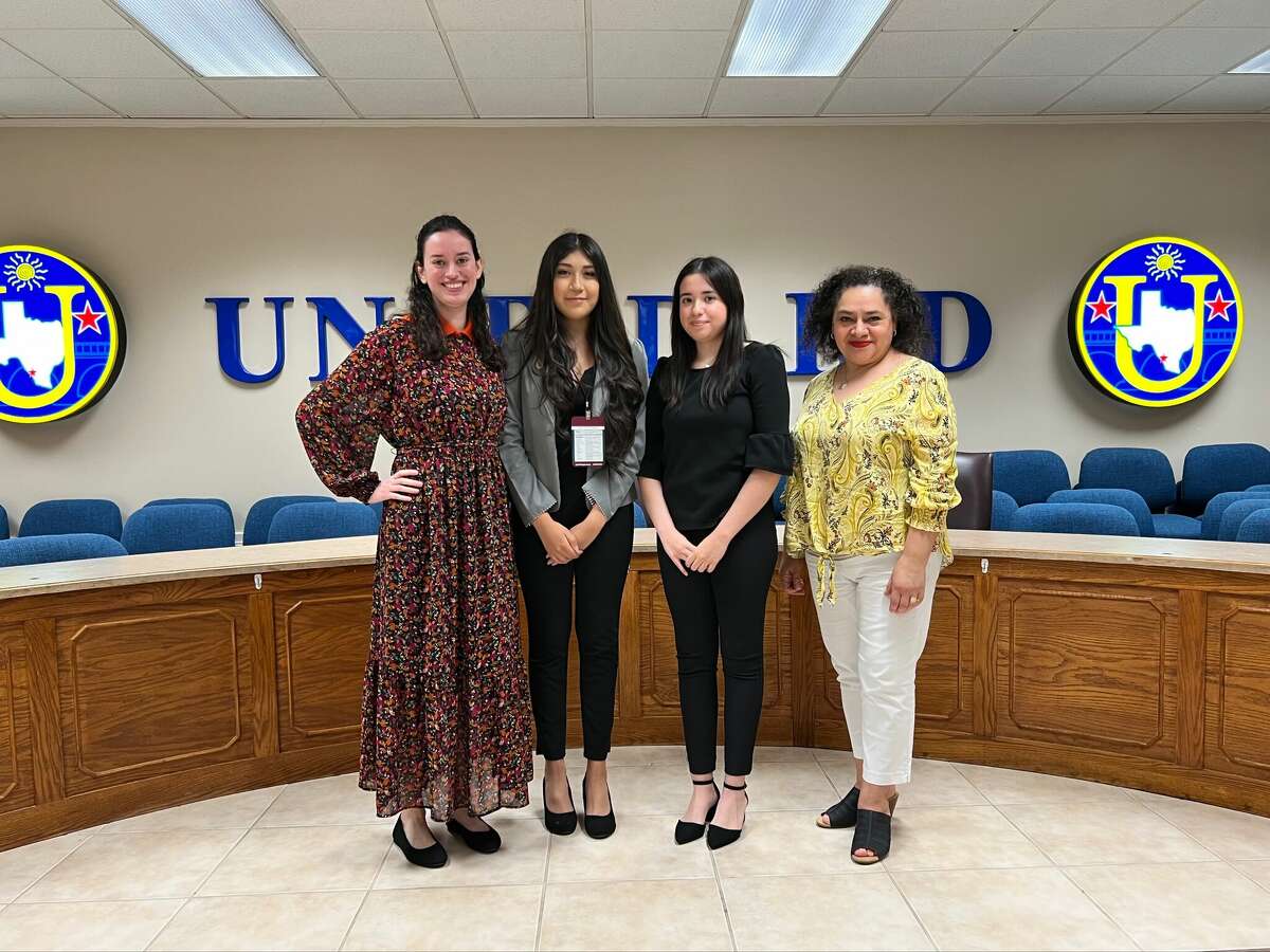 Janet Haverkamp UHS SRD Teacher, Grisseth Ortiz student at UHS, Abigail Ramirez student at AHS, and Veronica Villarreal AHS SRD Teacher.