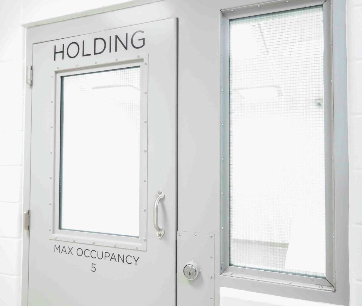A multi-person jail cell in the Montgomery County Sheriff’s Office new, $11.8 million state-of-the-art District 4 building is seen, Thursday, April 7, 2022, in Magnolia. In addition to serving as a location for deputies’ daily work, the 16,760 square foot facility can hold up to 23 people who have been detained.