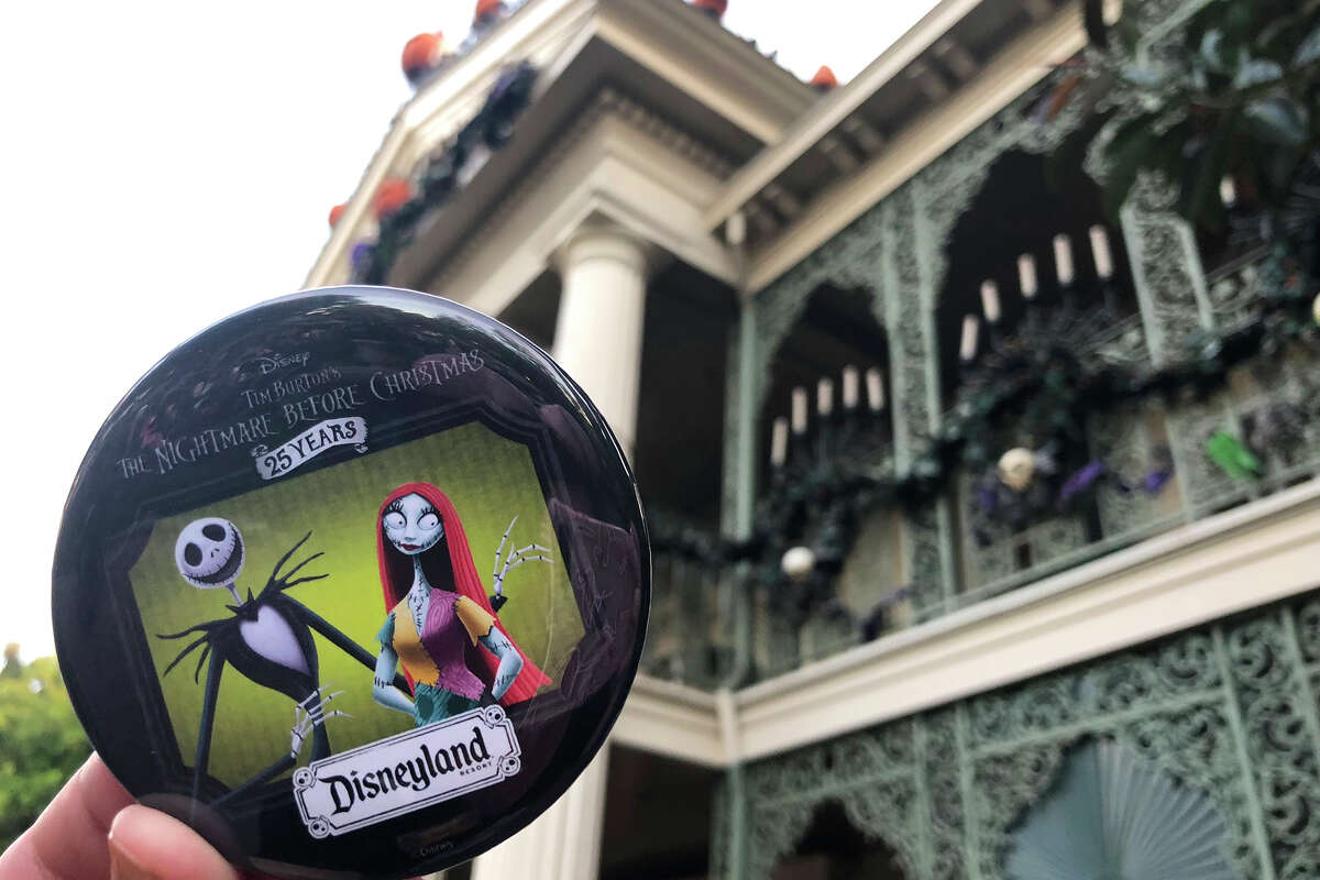 The free, celebratory button Disneyland gave out for the 25th anniversary of "A Nightmare Before Christmas."