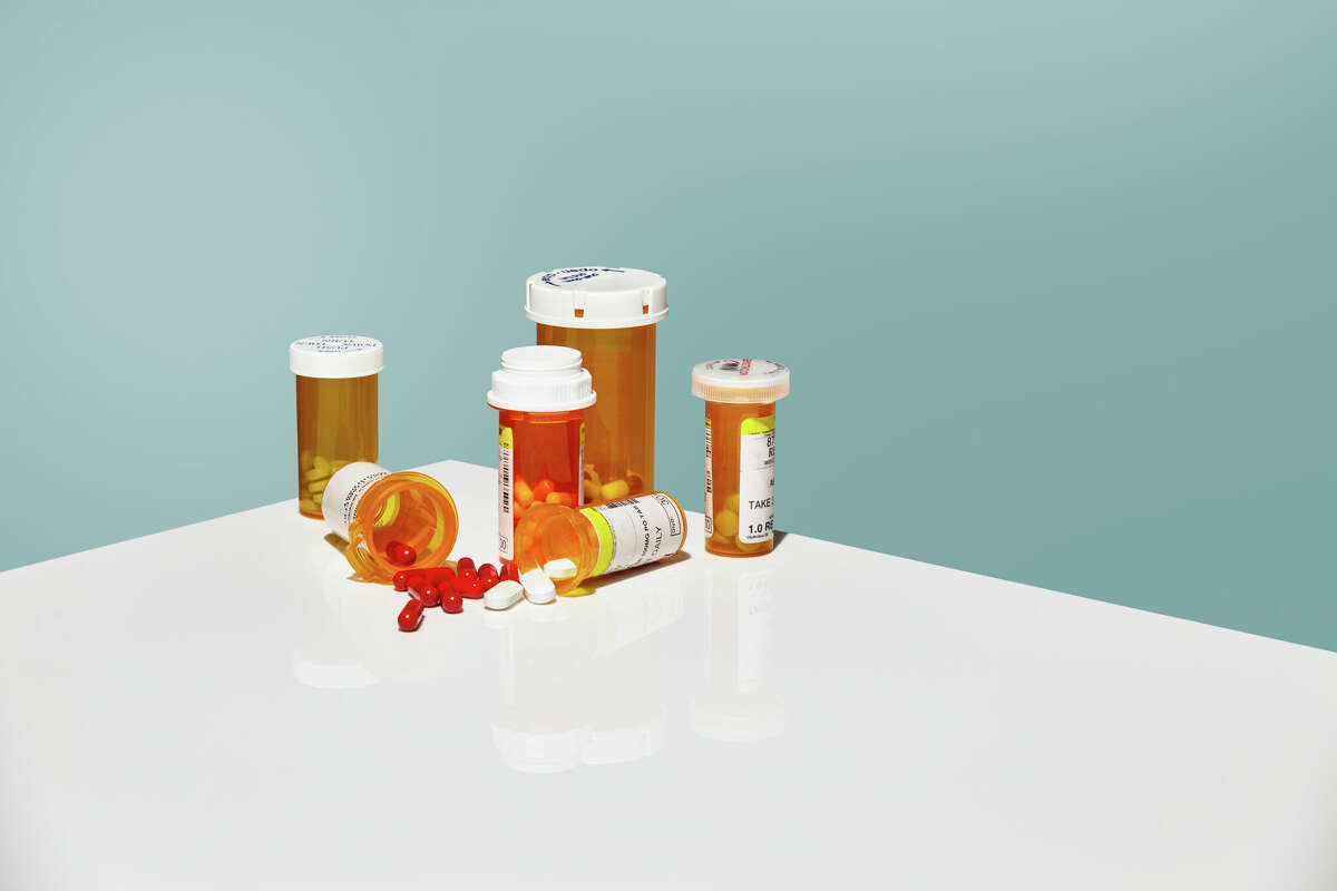 Pill bottles of prescription medicine