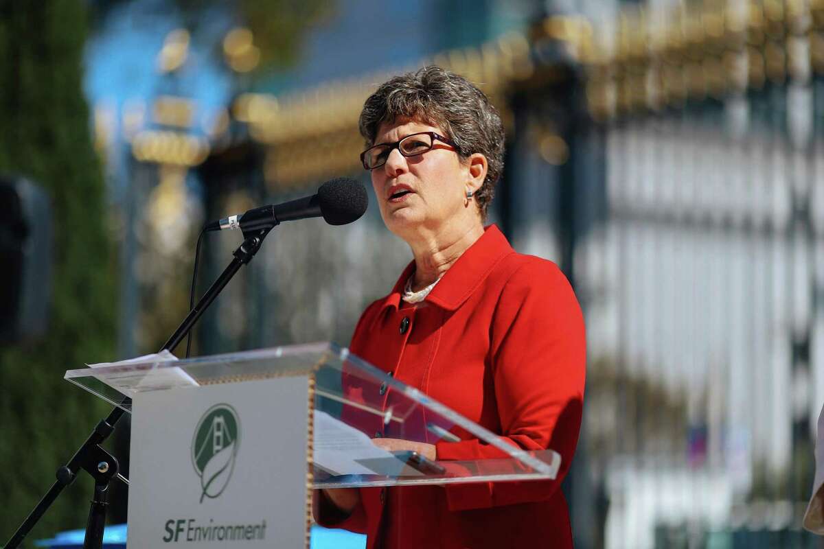Debbie Raphael, former director of the San Francisco Department of the Environment, speaks during and event in San Francisco, Calif. Thursday, October 5, 2017. Raphael resigned a day before the City’s Attorney Office and Controller planned to release findings from an corruption investigation into her department.