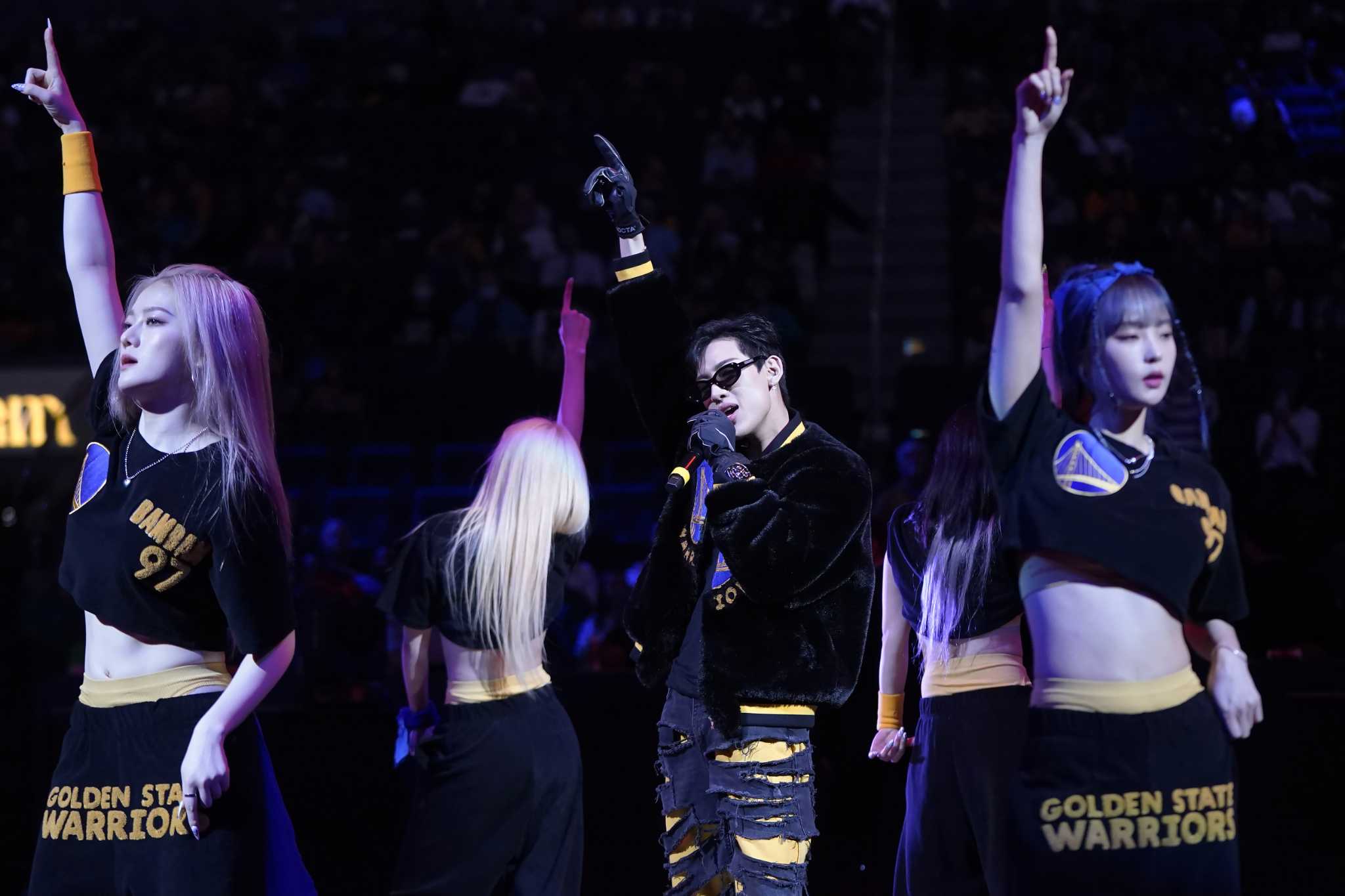 BamBam performs at halftime between the Golden State Warriors and Los Angeles Lakers