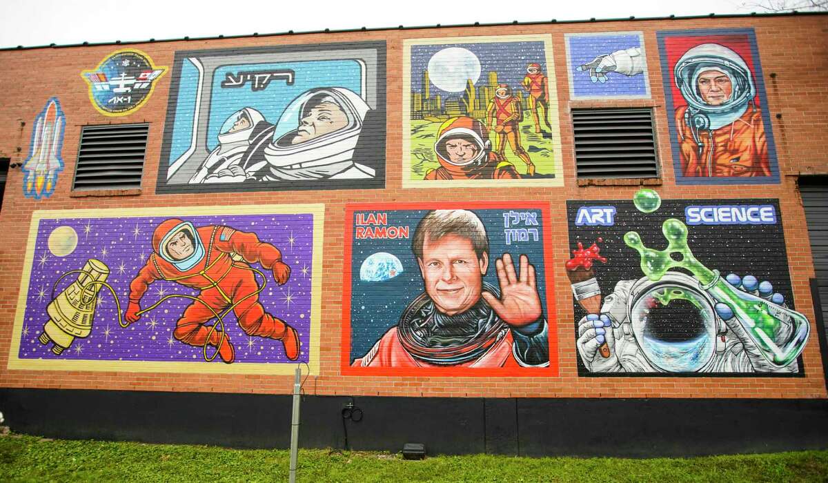 A mural painted by Israeli-Houstonian artist, Anat Ronen, is Israel's gift to Houstonians for hosting the training of Israel’s second astronaut, Eytan Stibbe, who will take part in the Axiom Space mission that’s sending private astronauts to the International Space Station. The mural is located at 1110 Paige Street on Monday, March 7, 2022 in Houston.