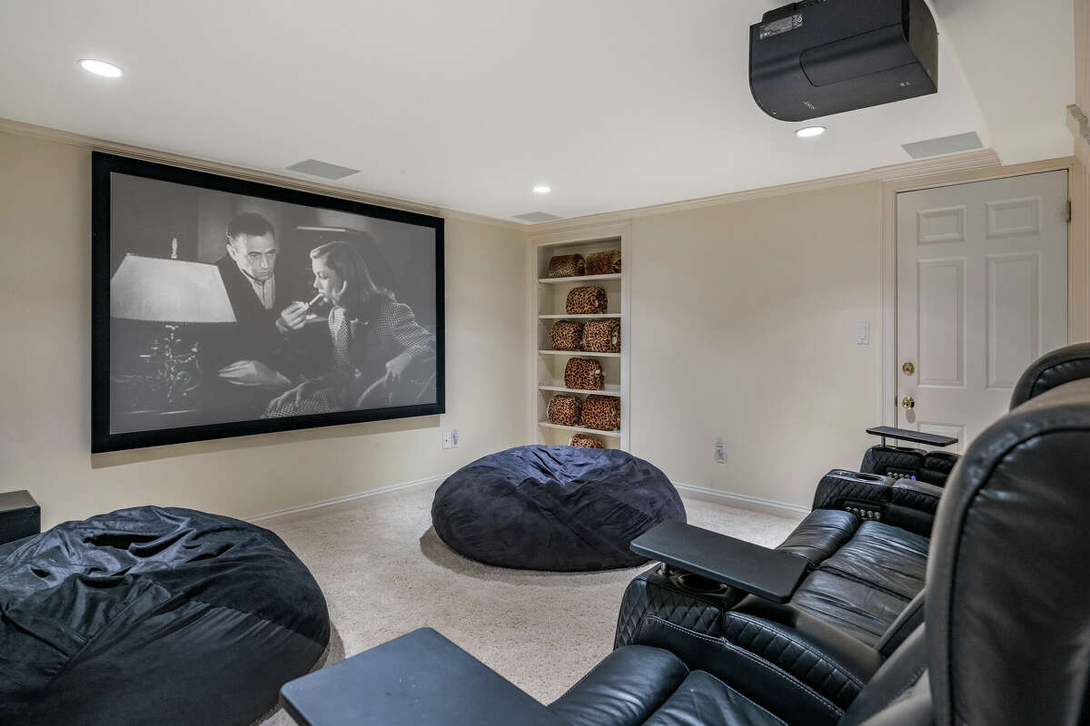The theater room in the home on 11 English Drive in Wilton, Conn.