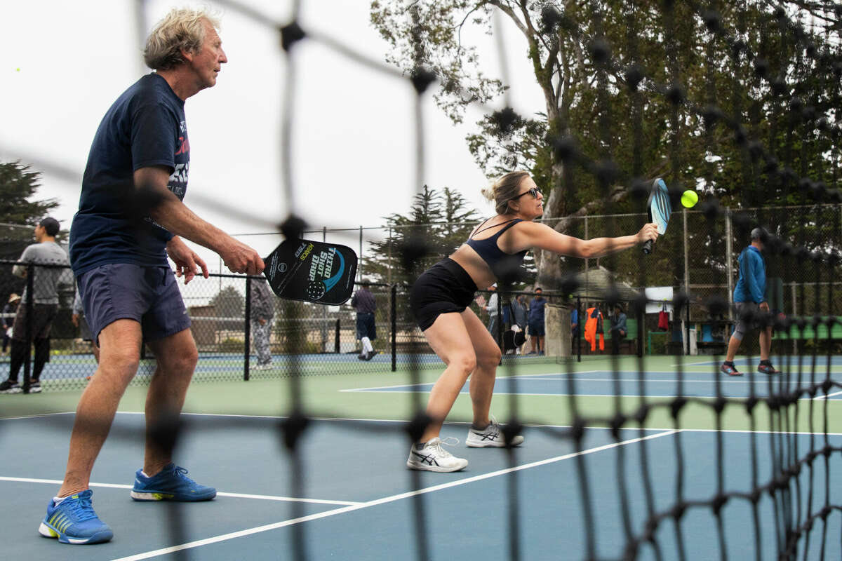 In recent years, there has been an explosion of interest in pickleball, America's fastest growing sport. (Players shown in San Francisco, August 2021)