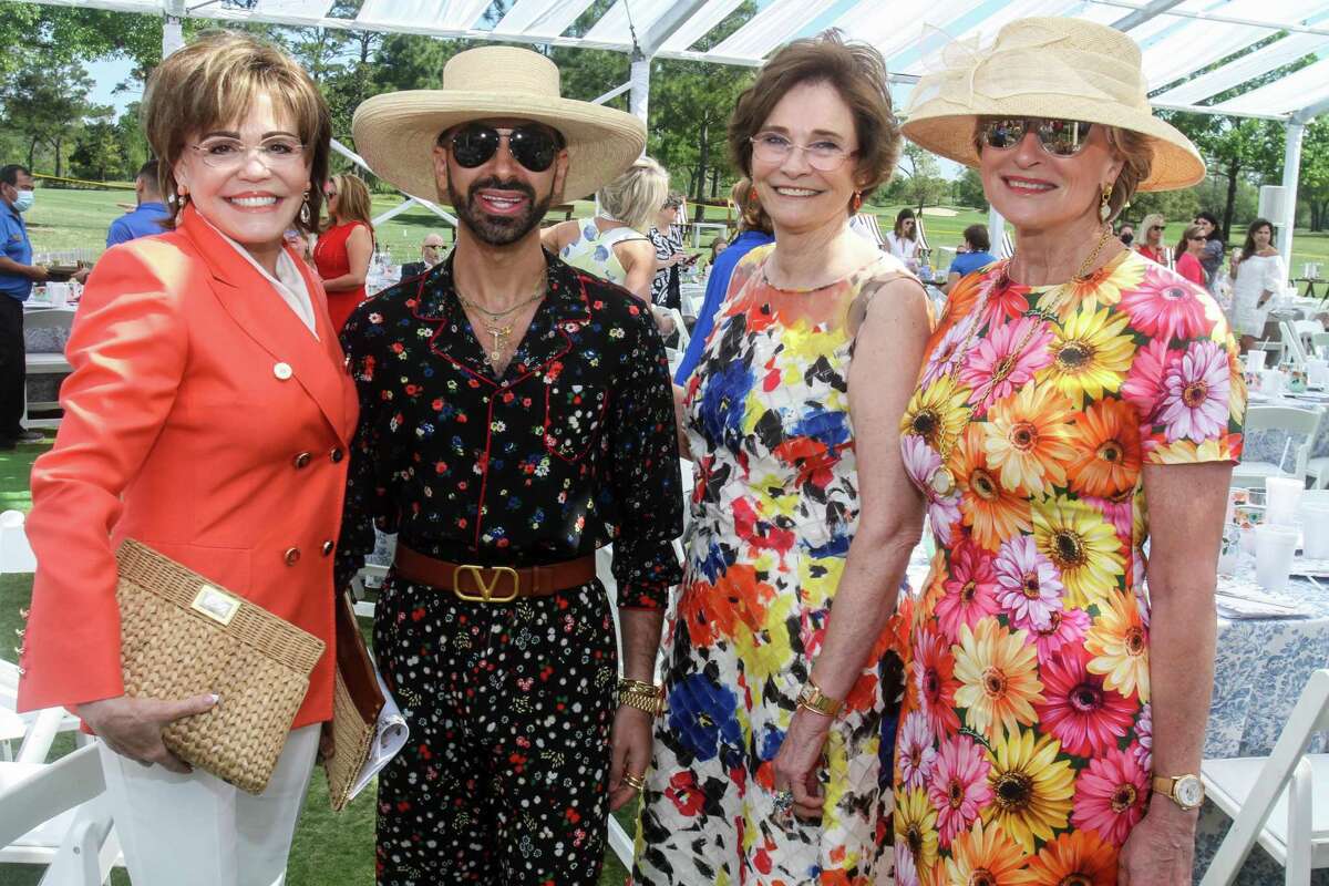 Hallie Vanderhider, from left, Fady Armanious, Bobbie Nau and Veronica Curran at the River Oaks Tennis Tournament Lunch and the Tootsies Fashion Show at River Oaks Country Club on April 7, 2022.