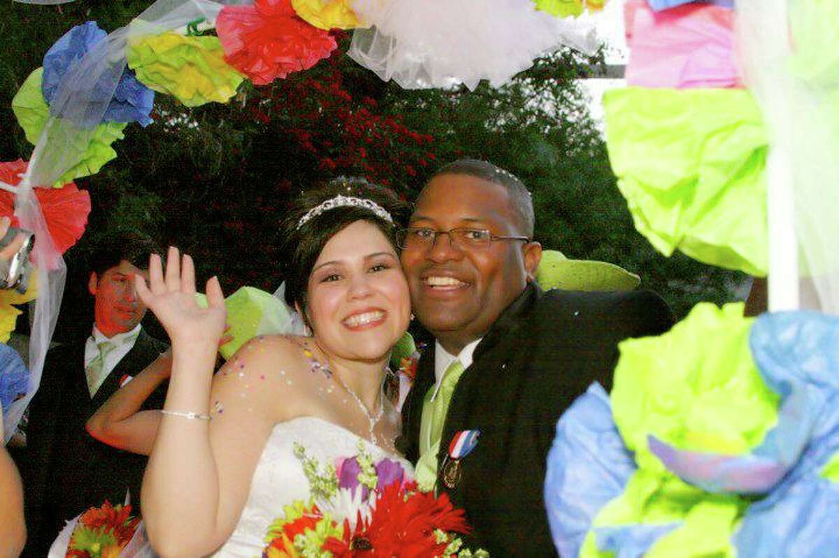We got married in 2009 at the Texas Cavaliers River Parade during Fiesta. We met there the year before.