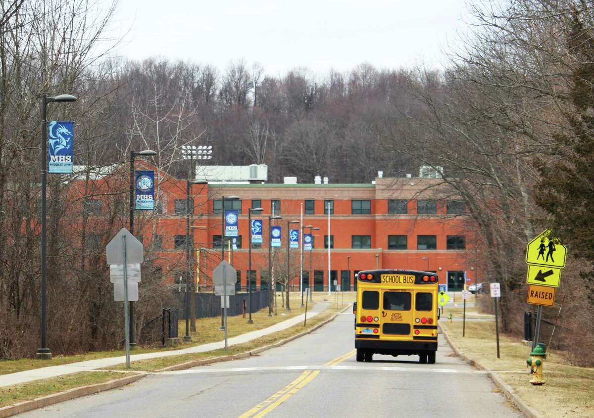 A school bus on the way to Middletown High School.