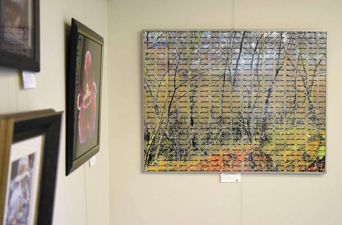 Arthur Really's mixed media piece "The Blahs" is displayed at the Art Society of Old Greenwich's Members Spring Exhibit and Art Sale at the Greenwich Botanical Center in the Cos Cob section of Greenwich, Conn. Thursday, April 7, 2022. Dozens of pieces across a variety of mediums are displayed and for sale in the Botanical Center's auditorium. The opening reception will be held Saturday, April 9 at 4 p.m. and work will be displayed through May 26.