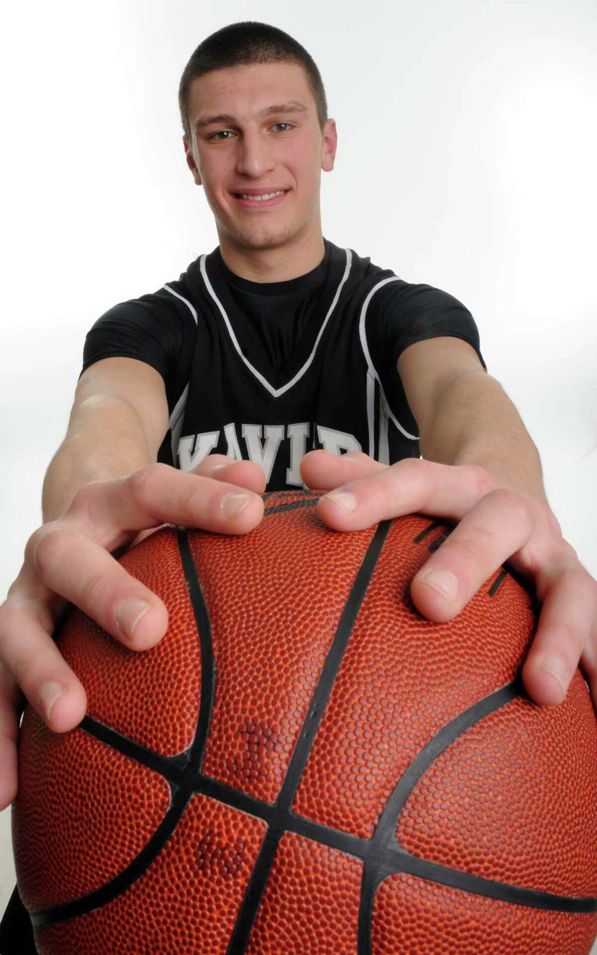 Xavier’s Mike Boornazian is shown as a New Haven Register basketball all-star pick in 2001.