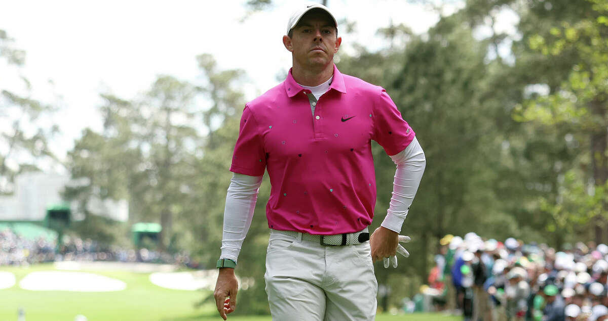 Rory McIlroy of Northern Ireland walks to the seventh tee during the second round of The Masters at Augusta National Golf Club on April 08, 2022 in Augusta, Georgia. (Photo by Gregory Shamus/Getty Images)