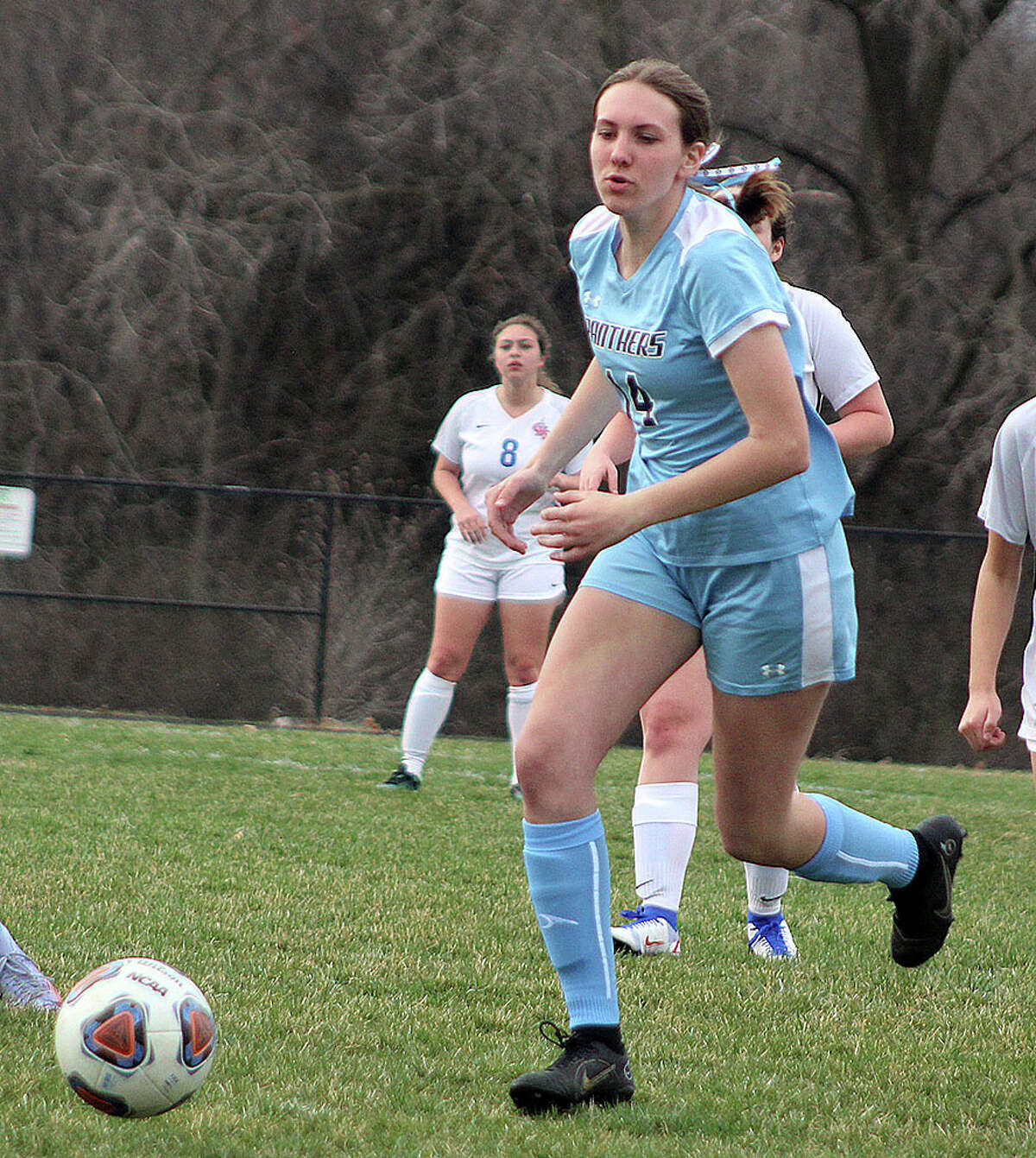 Jersey's Maddie Hedger scored a goal in her team's 2-1 win on Friday over Metro-East Lutheran in Edwardsville. Later Friday, Jersey won a 2-1 decision in a 7 p.m. game at Gillespie.