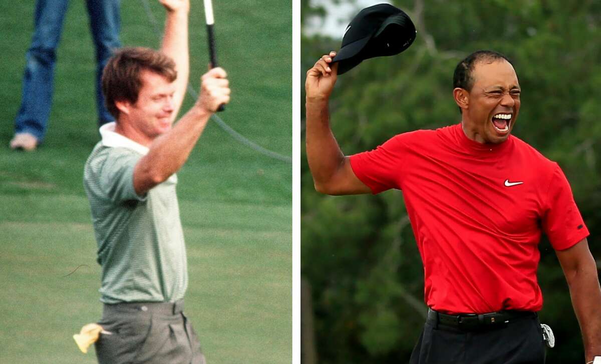 Stanford's Tom Watson (left) won two Masters and Tiger Woods won five.