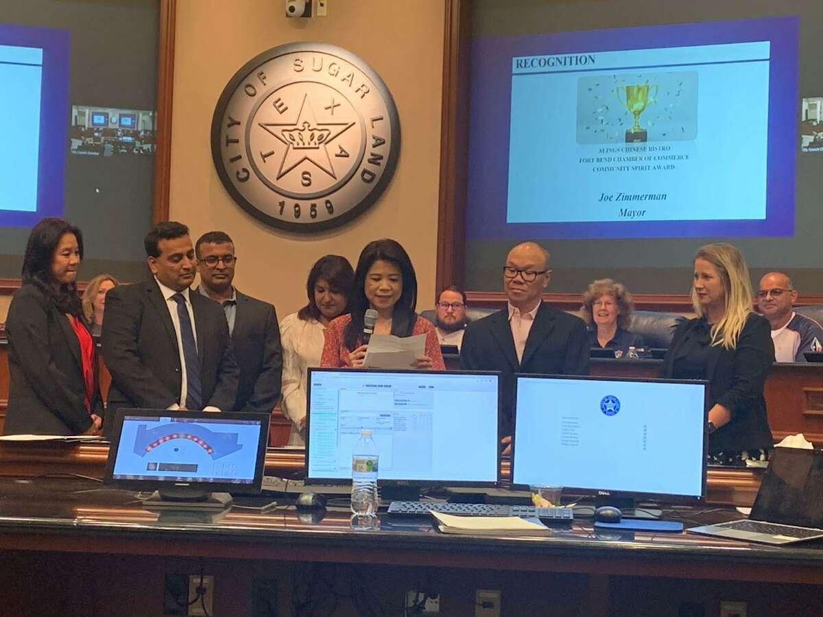 The Sugar Land City Council recognized  Alings Chinese Bistro for their recent Fort Bend County Chamber of Commerce Community Spirit Award.