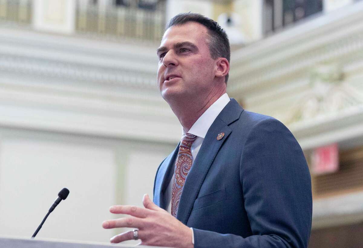 Oklahoma Gov. Kevin Stitt delivers his State of the State address in Oklahoma City on Feb. 7, 2022.