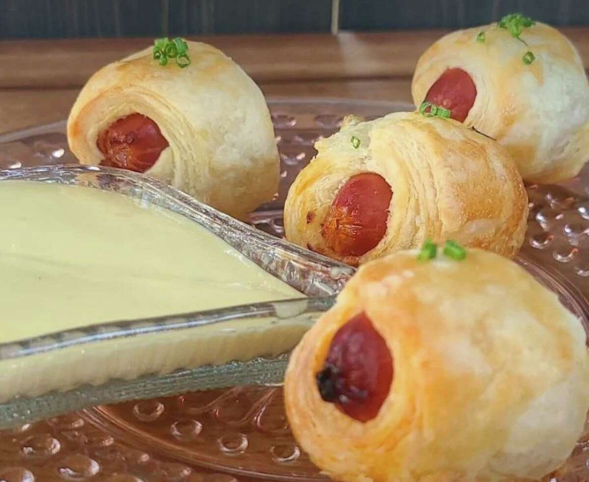 Upscale pigs in a blanket made with Spanish cocktail sausages from Vintage Wine Bar & Specialty Foods