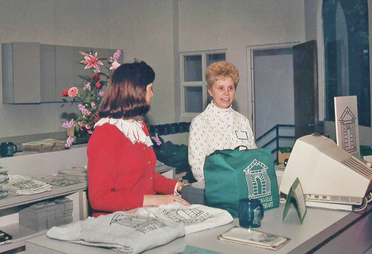 Sharon Whittaker, right, in a photo from Edwardsville Public Library in 1991.