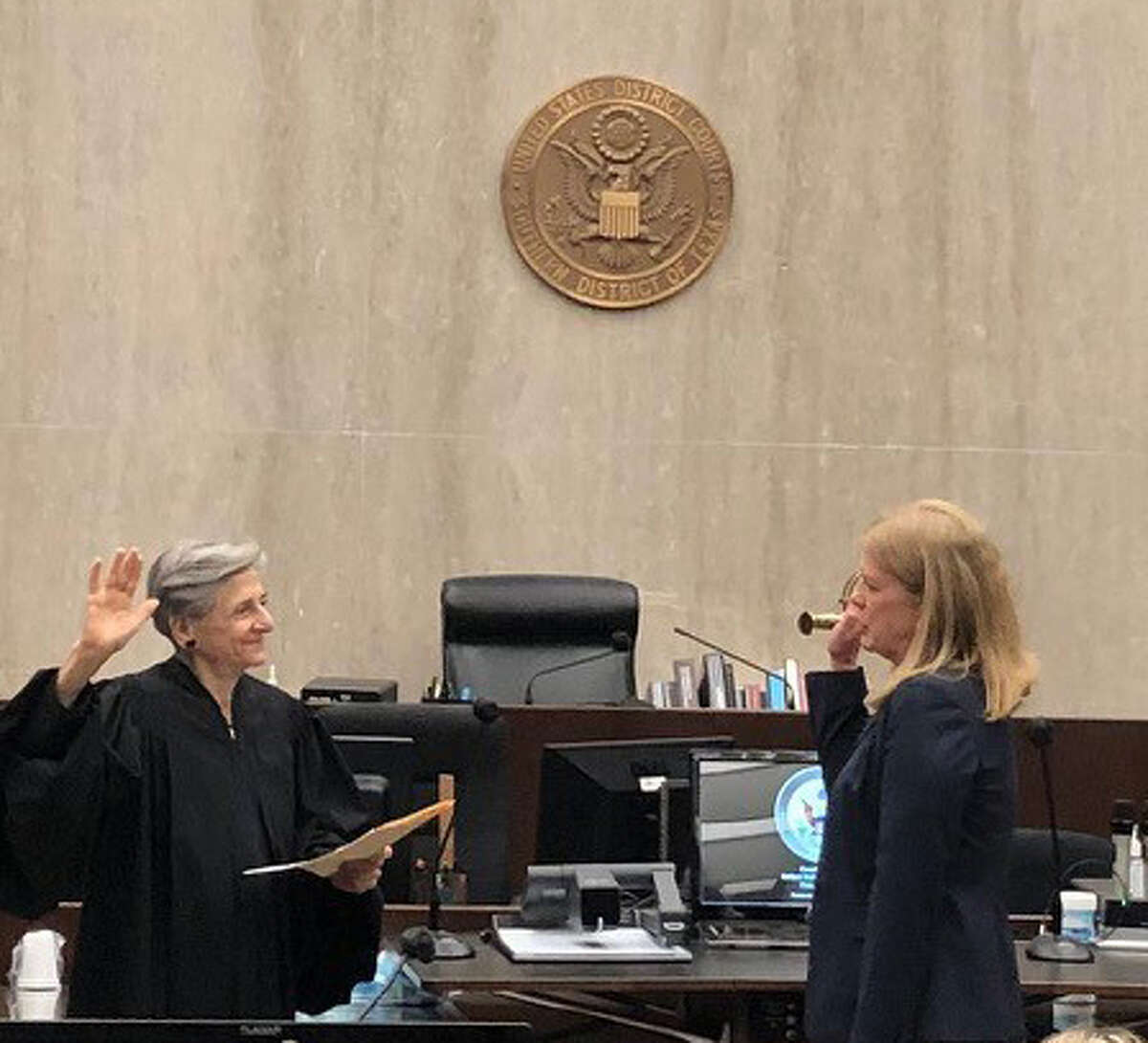 The top federal law enforcement officer in the greater Houston region, Jennifer Lowery, will remain in her job, but was sworn in Thursday with an elevated title — U.S. Attorney.