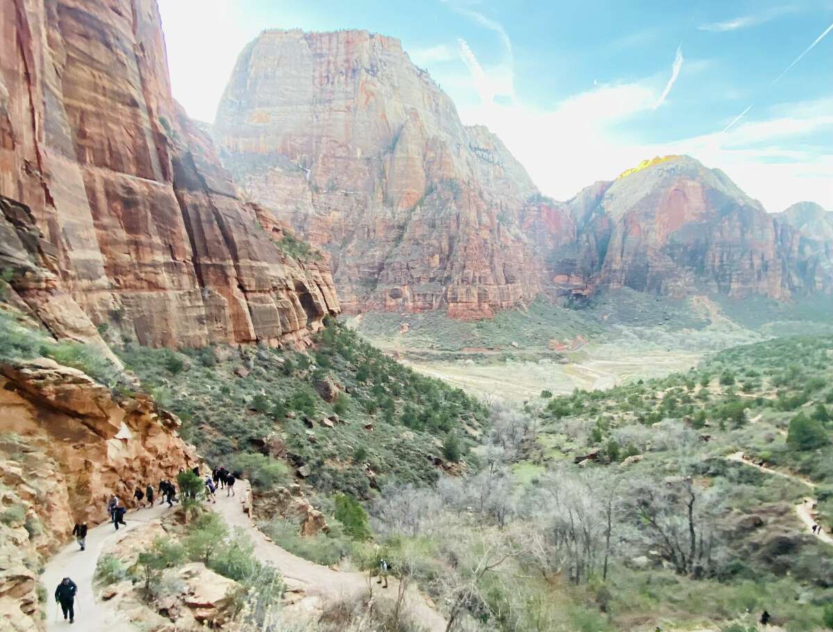 Hikers head for Angels Landing along the West Rim Trail. 