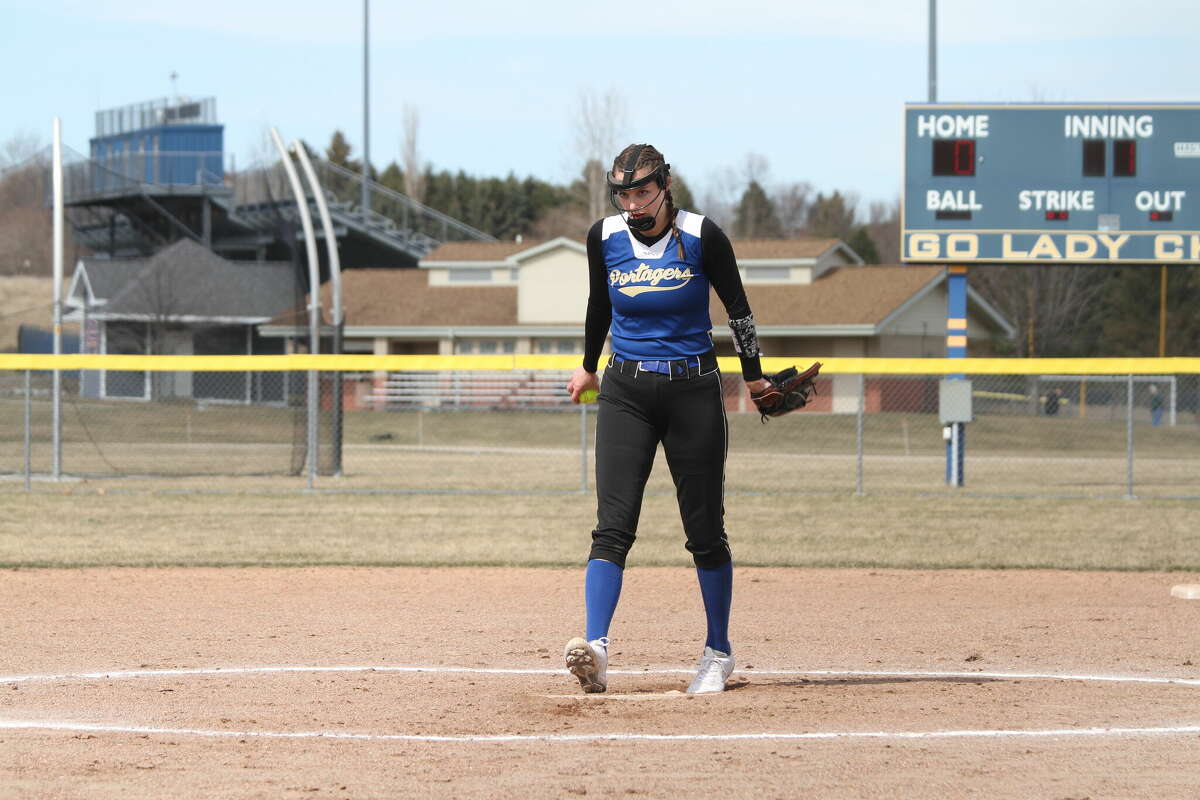 Sophie Wisniski took the mound for the Portagers on Monday. 