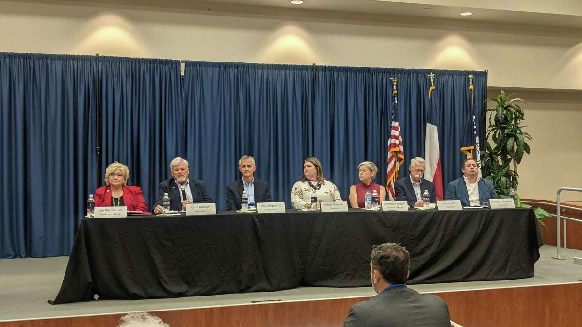 Tomball City Council candidates discuss growth and zoning during during a Meet the Candidates forum presented by the Greater Tomball Area Chamber of Commerce April 5, 2022.