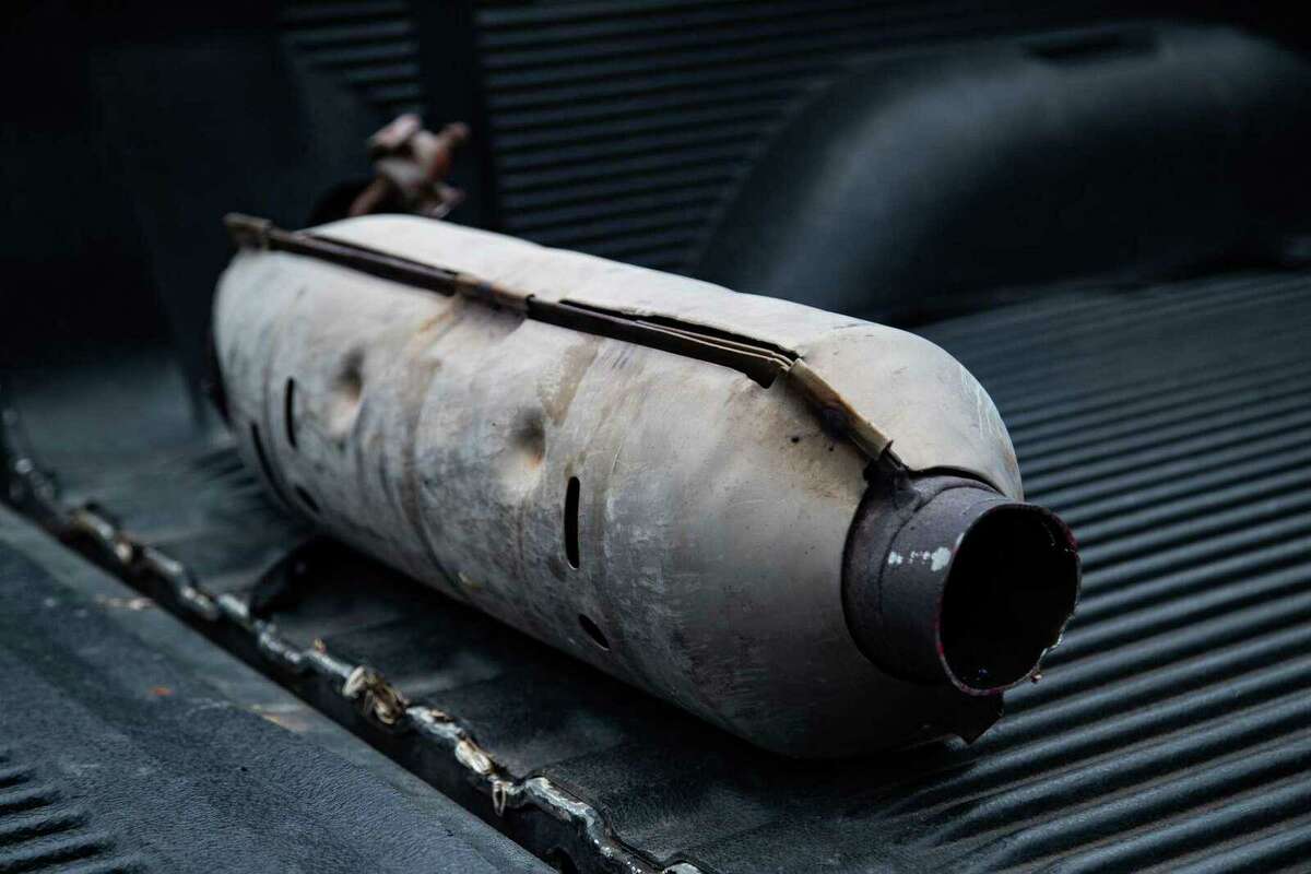 Stolen catalytic converter recuperated by police in Houston, Texas, on June 4, 2021.