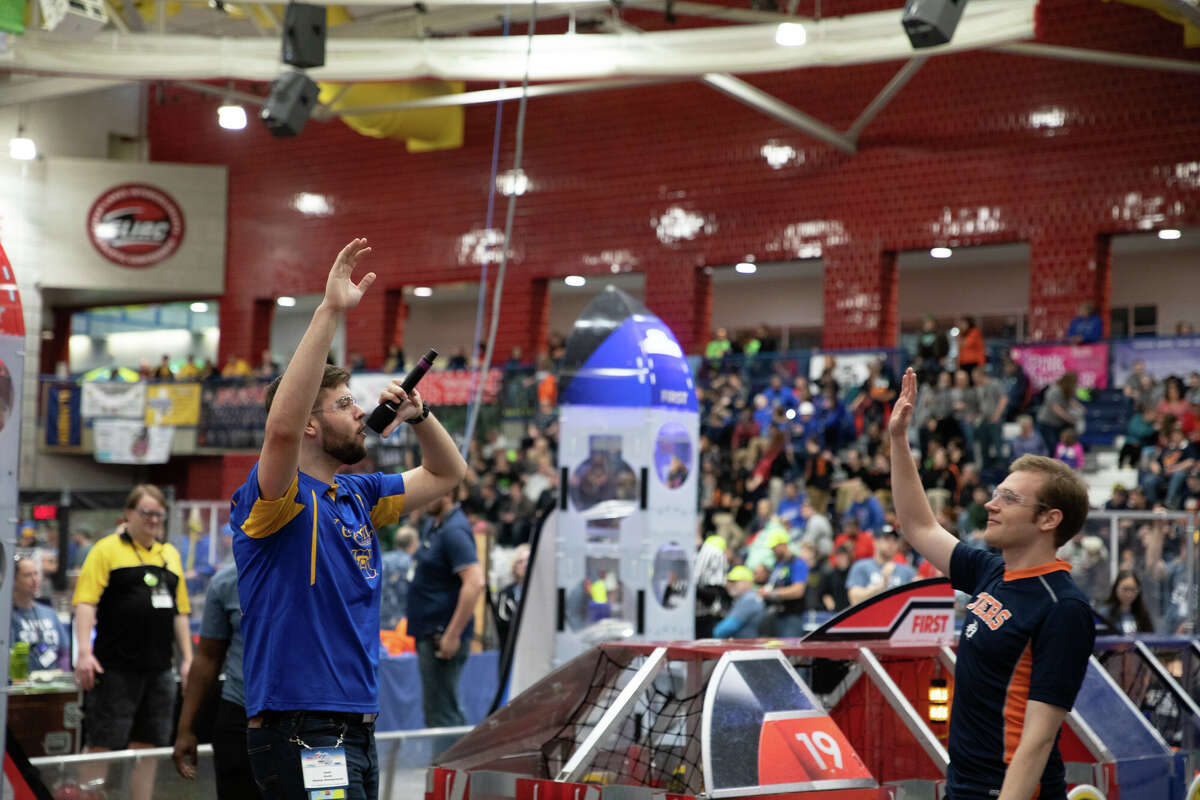 FILE - Saginaw Valley State University will welcome 160 high school robotics teams from across the state for the FIRST in Michigan state championships.