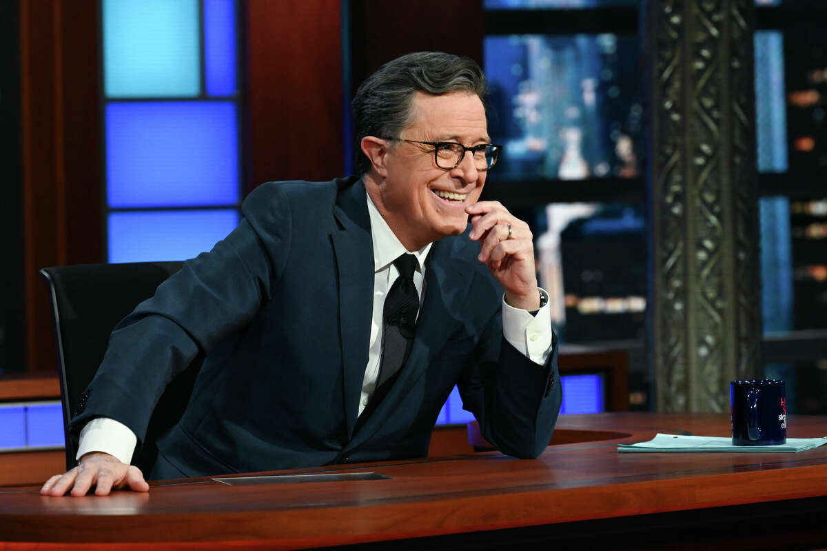 NEW YORK - FEBRUARY 28: The Late Show with Stephen Colbert during Monday's February 28, 2022 show. (Photo by Scott Kowalchyk/CBS via Getty Images)