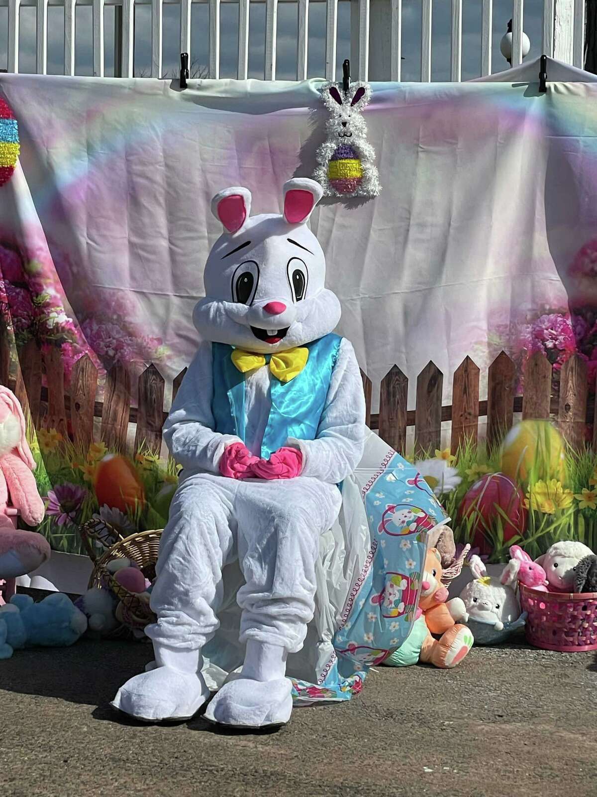The Easter Bunny at East Haven's Easter Egg Hunt on Sunday, April 10, 2022.
