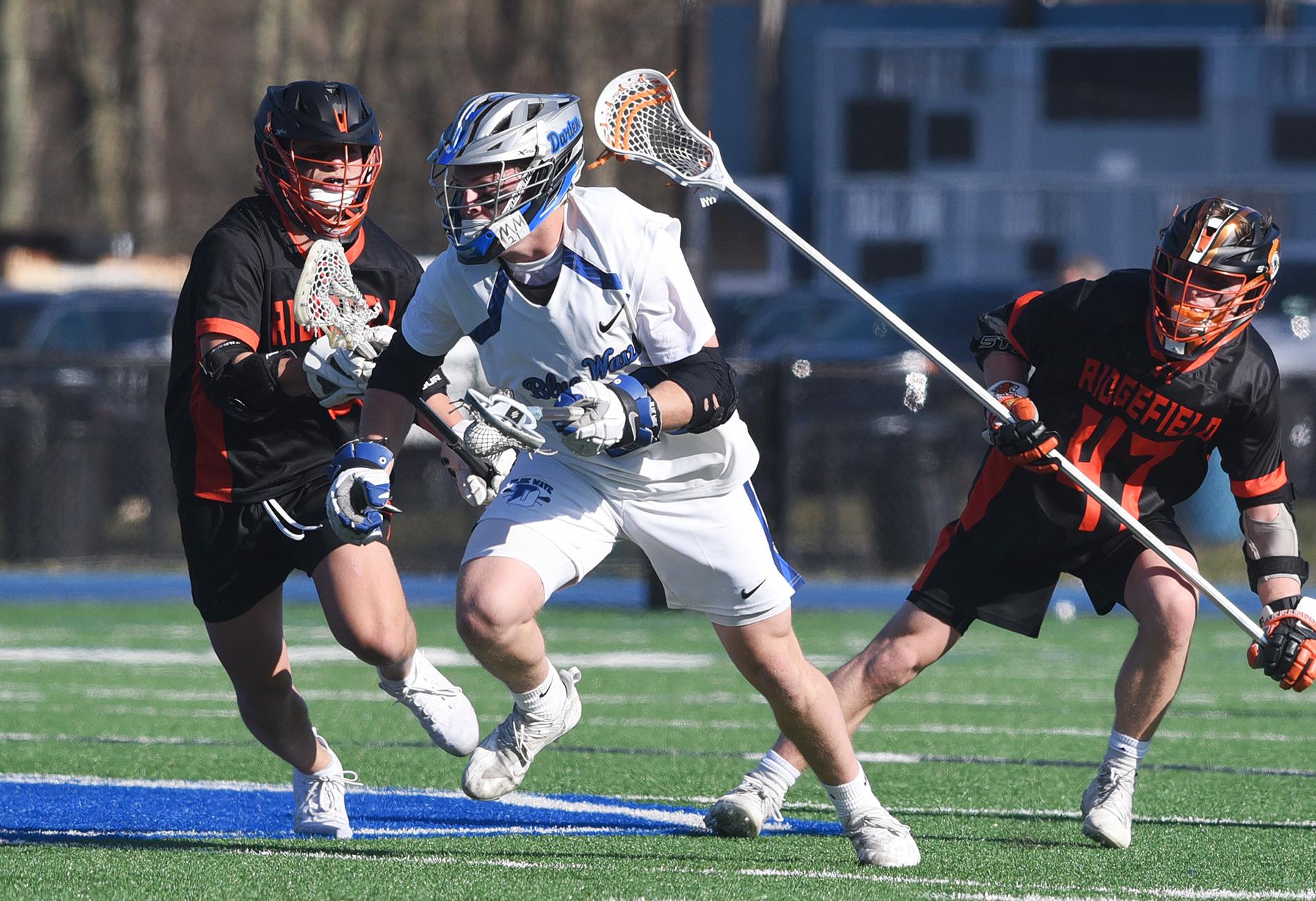 Replacing boys lacrosse standout, No. 1 Darien goalies Cameron Weibel, Carter Hagen make big stops in win over No. 2 Ridgefield - Vimarsana News