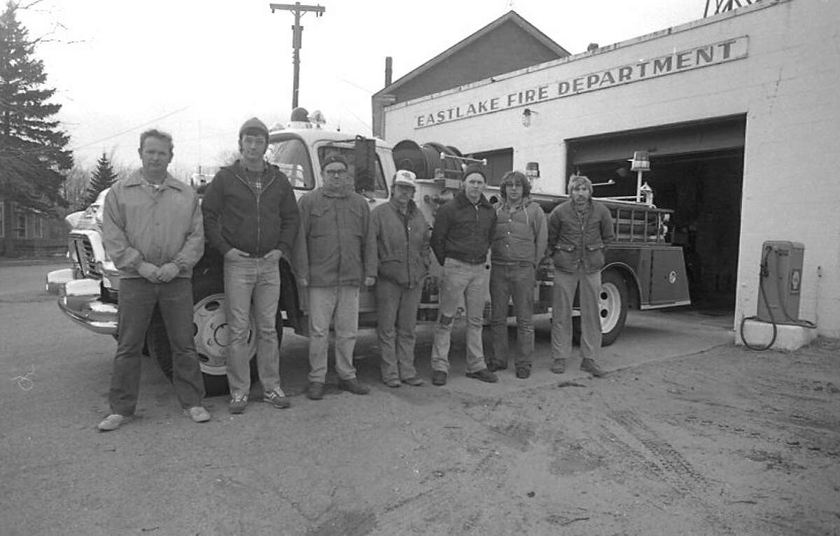 The Village of Eastlake recently recognized fire chief, Robert Anderson; assistant chief, Dennis Boyle; firefighter Dan Janicki, Dan Adamski, Ron Adamski, Tim Adamski and Tim Jerome of the Eastlake Volunteer Fire Department for completion of a 66-hour fire training course. The photo was published in the News Advocate on April 14, 1982.