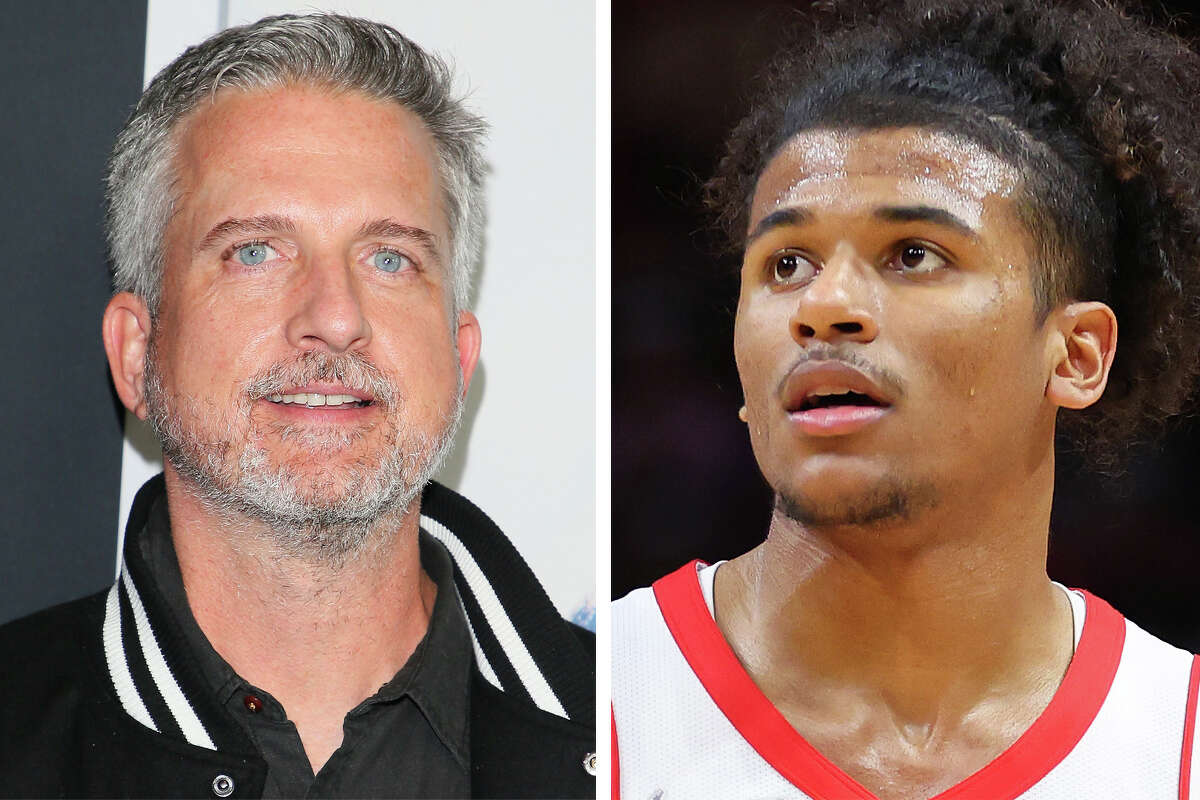 The Ringer's Bill Simmons and Rockets guard Jalen Green are pictured together in this composite photo.