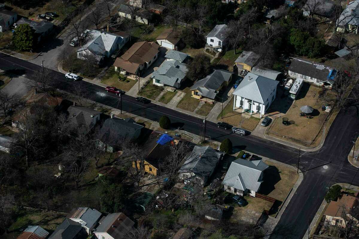 A south San Antonio neighborhood as seen from the air above San Antonio, Texas, on Feb. 10, 2022.
