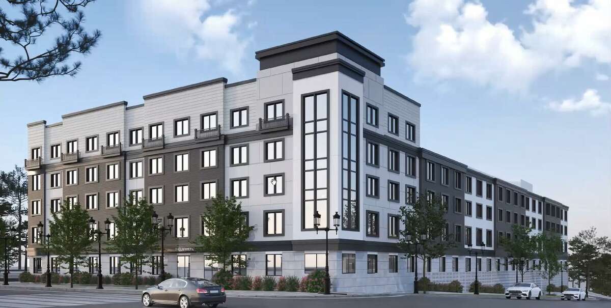 An artist’s rendering of 130 new apartments on Stamford’s East Side pitched by developer Wellbuilt on Monday. The project builds off of four years of past proposals. The zoning board will discuss the project again at its April 25 meeting.