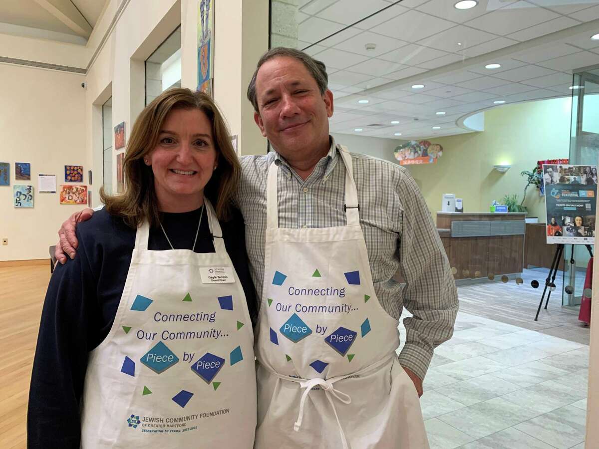 Jewish Community Foundation of Greater Hartford president and chief executive officer Jacob Schreiber, right, with Gayle Temkin, chair of the foundation's board.
