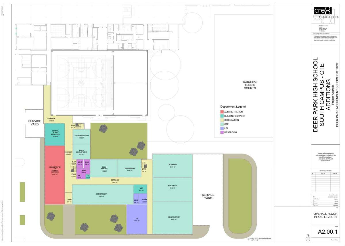 This map shows part of the floor plan for the proposed career-and-technical education wing for Deer Park High School South Campus that will be funded through a Deer Park ISD bond proposition approved by voters on May 7.