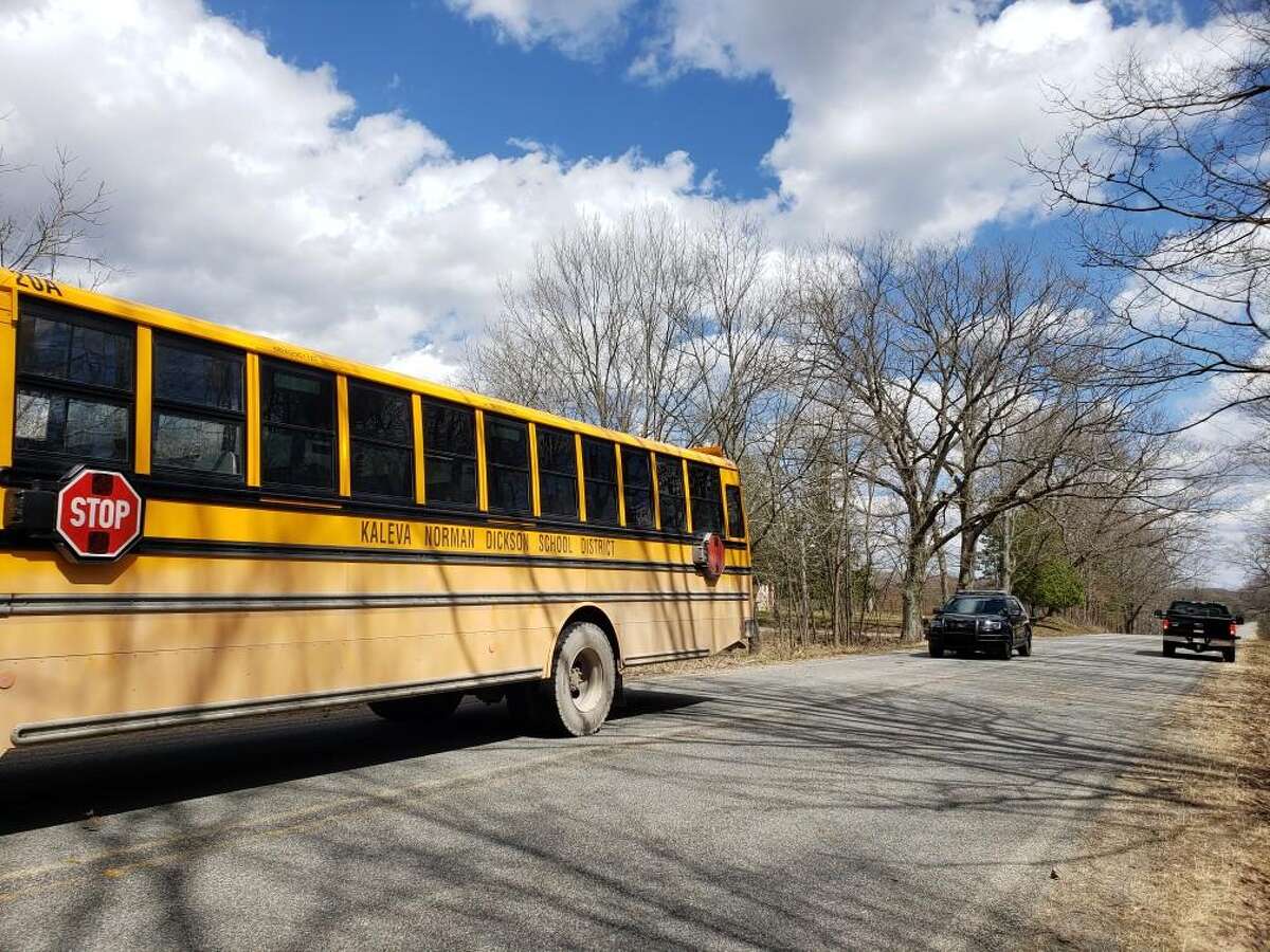 UPDATED Tree smashes school bus windshield in Manistee County