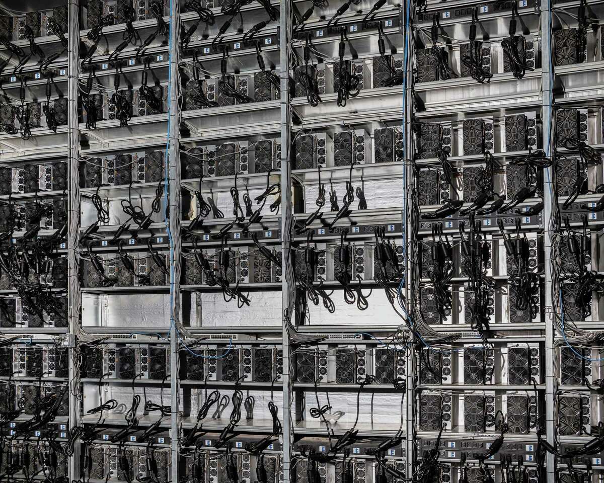 Inside Whinstone U.S., a crypto mining operation about an hour outside Austin, in Rockdale, Texas, March 14, 2022. Generating new coins involves numerous energy-guzzling supercomputers.