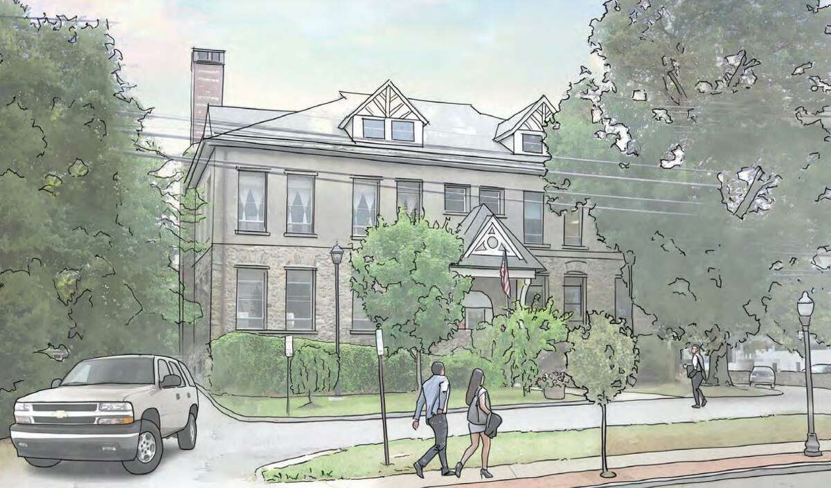 An artists’s rendering of a developer’s pitch to make a former Glenbrook community center into affordable housing. The proposal failed before Stamford’s finance board on Wednesday April 14, 2022.