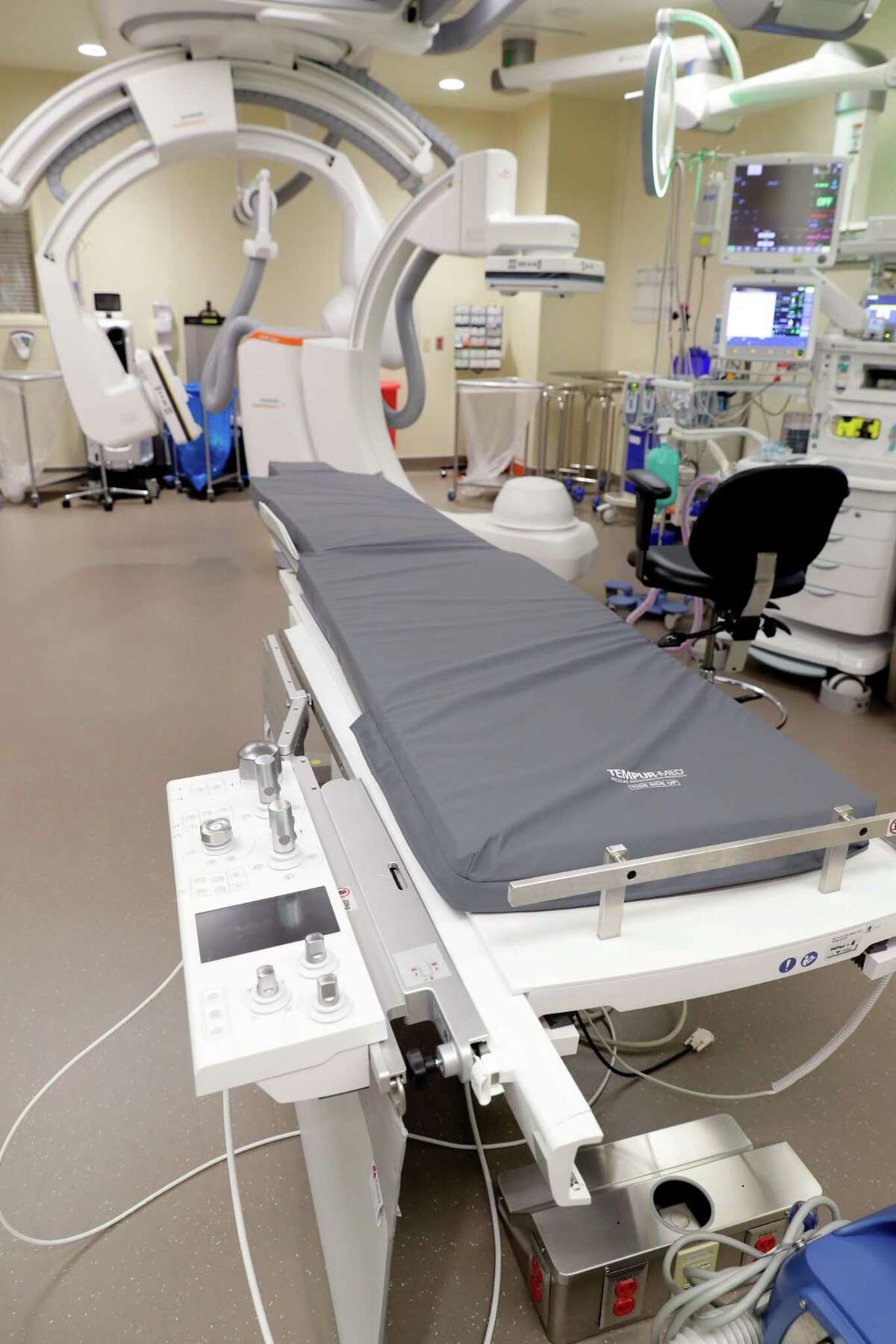 One of the three hybrid operating rooms, with dual plane (3D) xray machines used for an array of various surgical procedures during a tour of the Healing Tower, a new space at Houston Methodist The Woodlands Hospital Wednesday, April 13, 2022 in The Woodlands, TX.