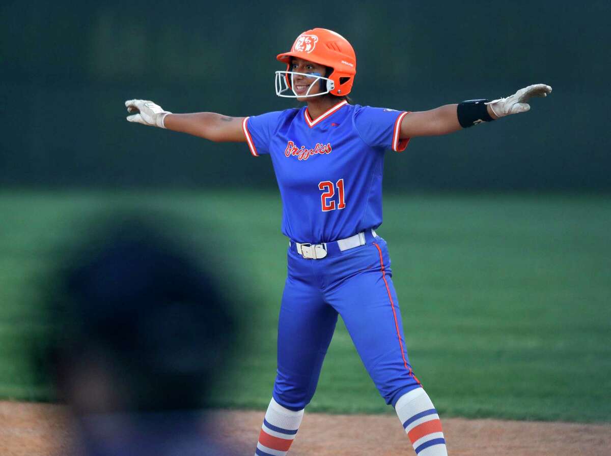 Abby Garza #21 of Grand Oaks, shown here last week, helped the Grizzlies to a win over The Woodlands Thursday night.