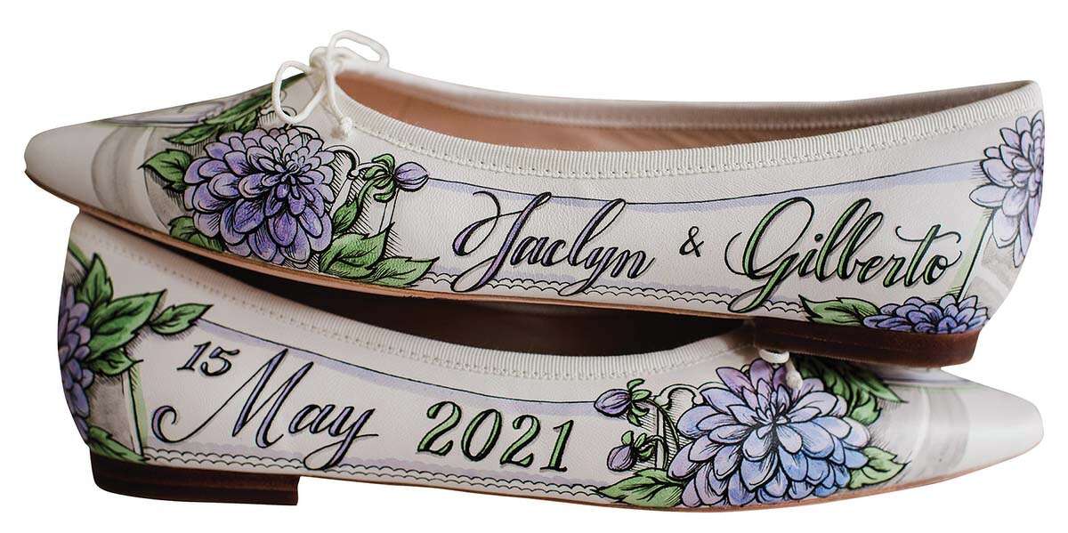 Personalized footwear can add a unique touch to your wedding ensemble.