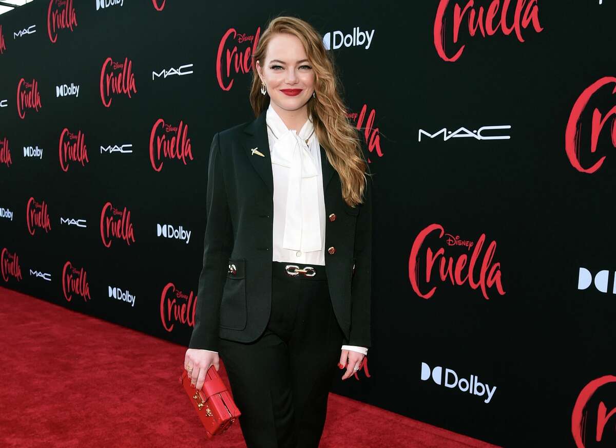 LOS ANGELES, CALIFORNIA - MAY 18: Emma Stone arrives at the premiere for Cruella at the El Capitan Theatre on May 18, 2021 in Los Angeles, California. (Photo by Alberto E. Rodriguez/Getty Images for Disney)