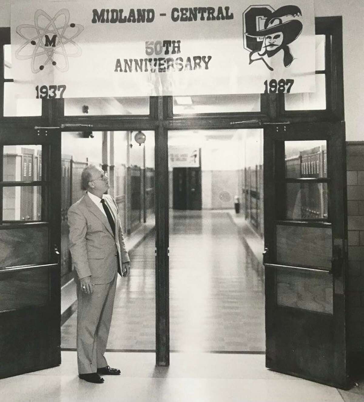 Robert Christiansen, assistant principal at Central Intermediate School in August of 1987. The school was built in 1937 as Midland High and then became Central Intermediate in 1955.