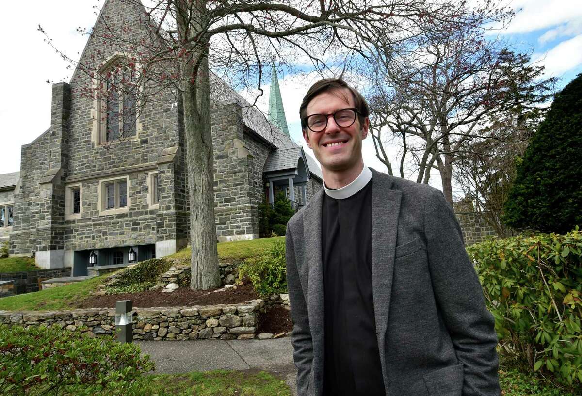Rev. Ryan Fleenor poses at Saint Luke's Saint Luke’s Parish in Darien on April 1. Below, the Rev. Anthony Weisman poses at First Congregational Church in Darien on April 7. Rev. Fleenor, who took over the Rector position at Saint Luke's, and Rev. Weisman who took over as Senior Minister last month are both openly gay clergy members in Darien.