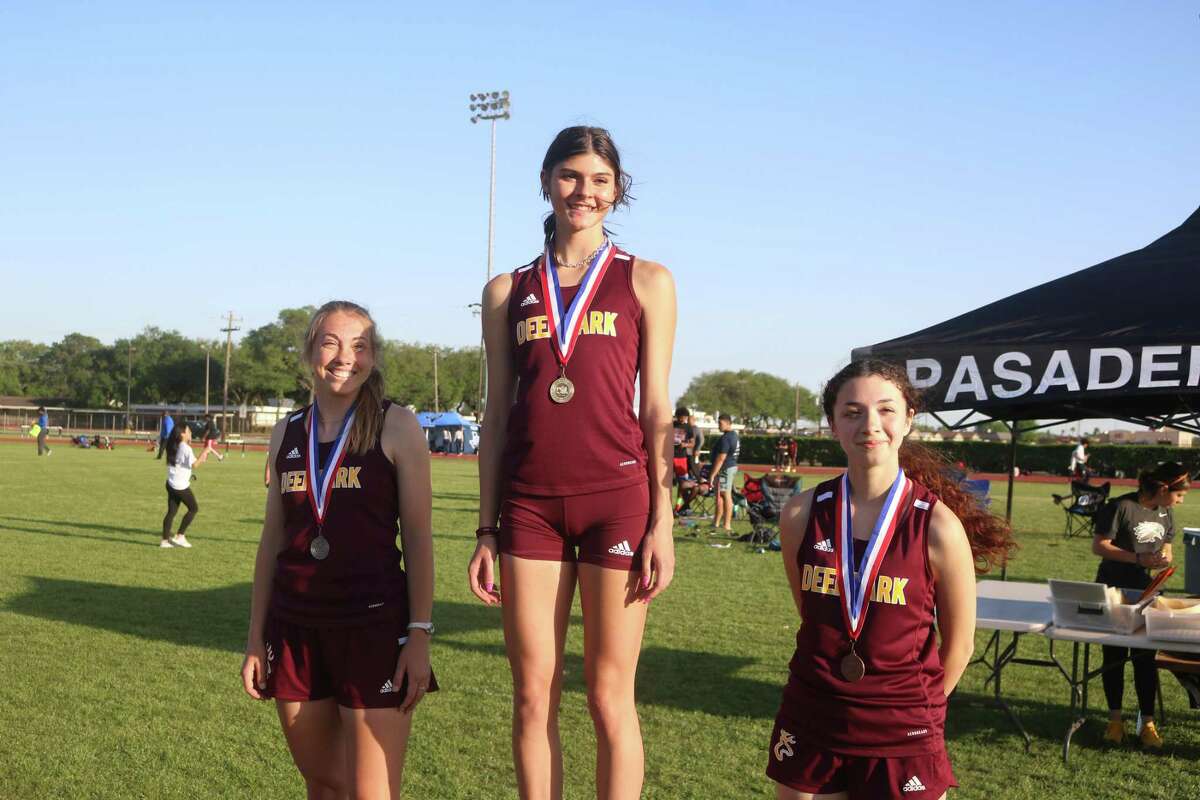 Deer Park owned the 100-meter hurdles Thursday night by hogging all three top times. Champion Katelyn Smith is joined on the medals stand with Alyssa Carroll and Kylin Chavez. It gave the team 24 of their 205 championship points.