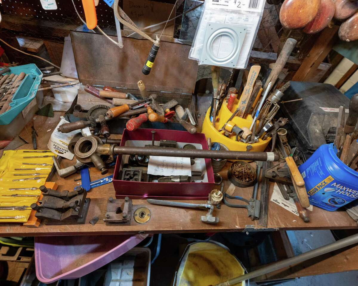 Tools at the future home of a tool library at the Historic Albany Parts Warehouse on Lexington Avenue in Albany, NY, on Saturday, April 16, 2022. (Jim Franco/Special to the Times Union)