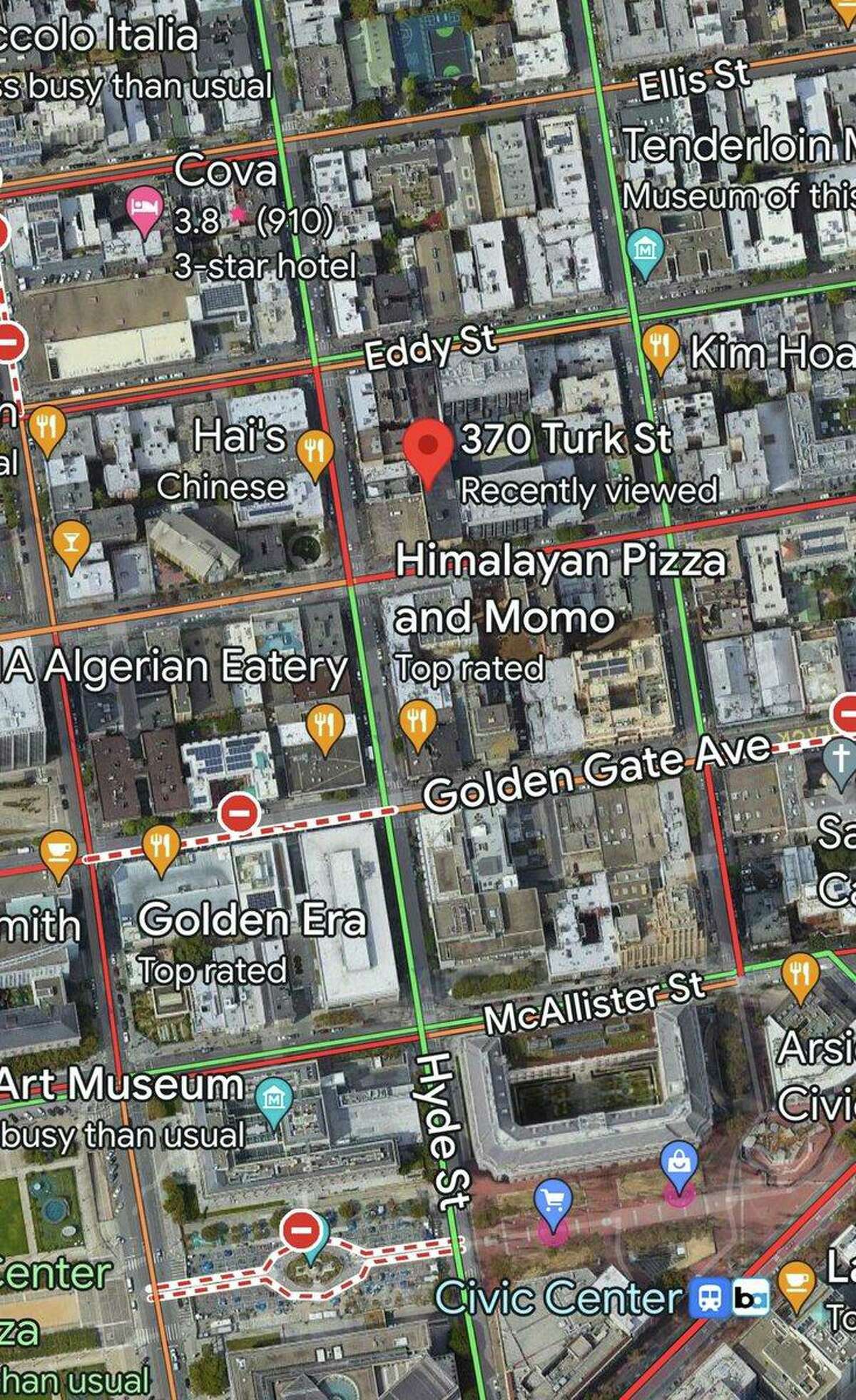 A small fire broke out at this location, 370 Turk St., in the Tenderloin.